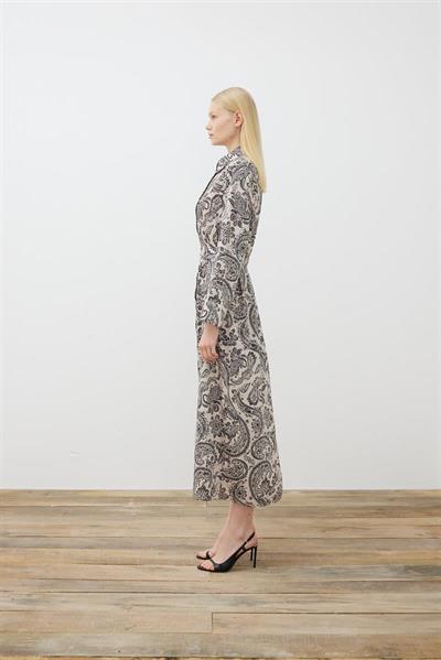 PAISLEY PATTERN TWILL SHIRT DRESS BEIGE