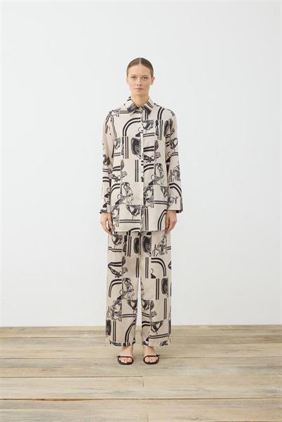 PARIS PATTERN TWILL PANTS SET MINK