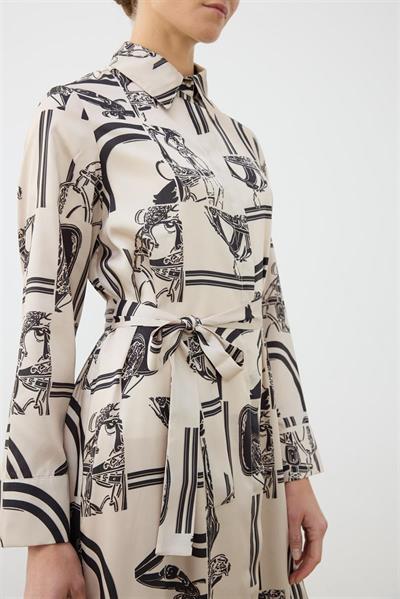 PARIS PATTERN TWILL SHIRT DRESS BEIGE