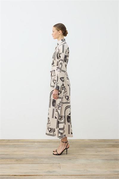PARIS PATTERN TWILL SHIRT DRESS BEIGE