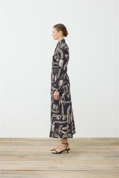 PARIS PATTERN TWILL SHIRT DRESS BLACK