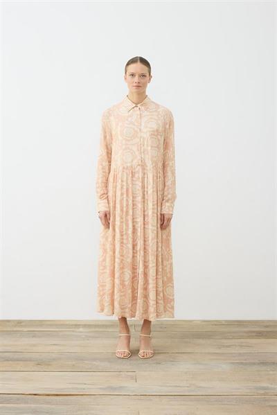 PASTEL PATTERN RAYON VISCOSE SHIRT DRESS POWDER PINK