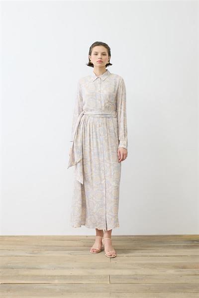 PASTEL PATTERN RAYON VISCOSE SHIRT DRESS BABY BLUE