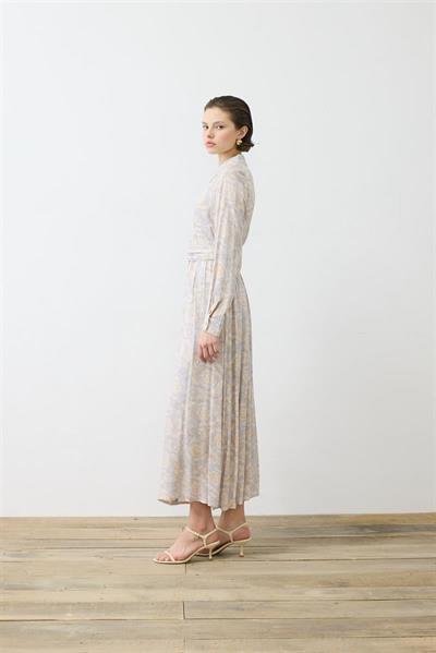 PASTEL PATTERN RAYON VISCOSE SHIRT DRESS BABY BLUE