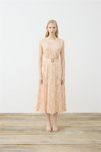 PASTEL PATTERN SLEEVELESS DRESS SHIRT SET POWDER PINK