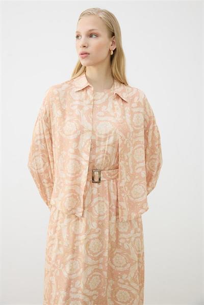 PASTEL PATTERN SLEEVELESS DRESS SHIRT SET POWDER PINK