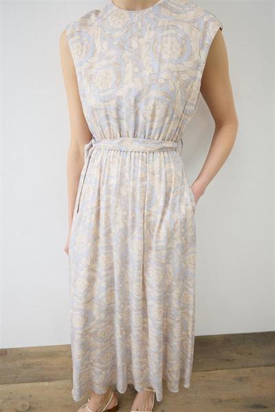 PASTEL PATTERN SLEEVELESS DRESS SHIRT SET BABY BLUE