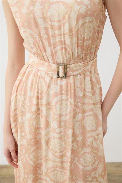 PASTEL PATTERN SLEEVELESS DRESS SHIRT SET POWDER PINK