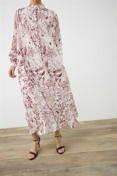 PATTERNED SUMMER DRESS BURGUNDY