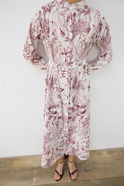 PATTERNED SUMMER DRESS BURGUNDY