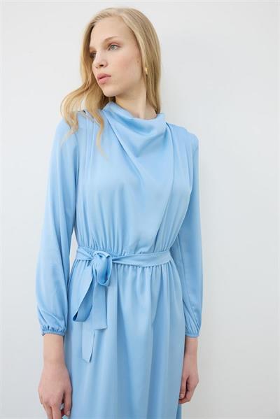 PORTE SATIN DRESS BABY BLUE