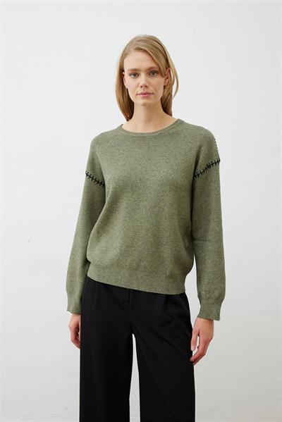 PREMIUM SELECTION STITCH DETAILED SWEATER KHAKI