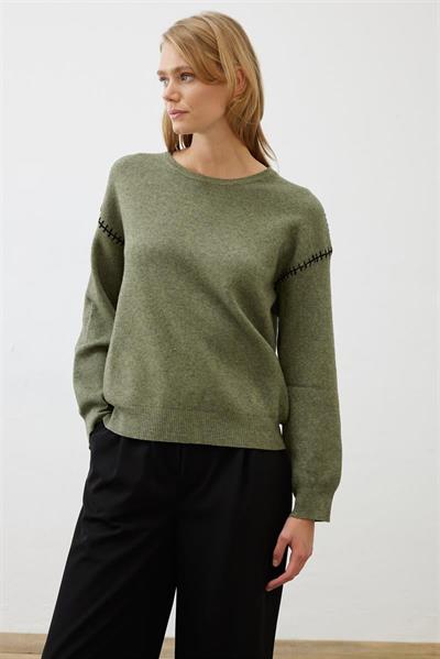 PREMIUM SELECTION STITCH DETAILED SWEATER KHAKI
