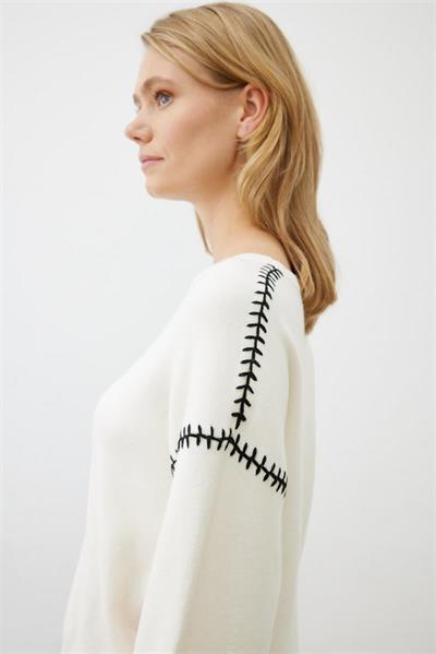 PREMIUM SELECTION STITCH DETAILED SWEATER ECRU