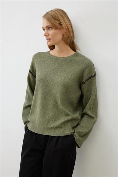 PREMIUM SELECTION STITCH DETAILED SWEATER KHAKI