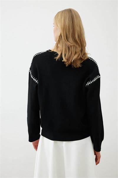 PREMIUM SELECTION STITCH DETAILED SWEATER BLACK