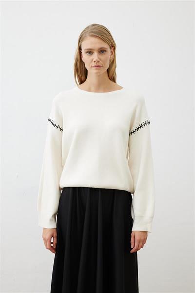 PREMIUM SELECTION STITCH DETAILED SWEATER ECRU