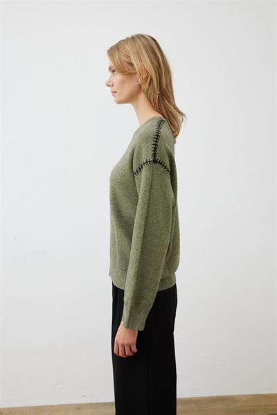 PREMIUM SELECTION STITCH DETAILED SWEATER KHAKI