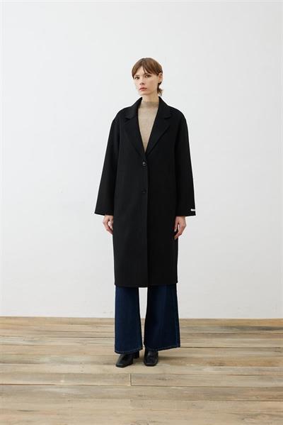 PREMIUM SELECTION WOOL CASHMERE BUTTON COAT BLACK