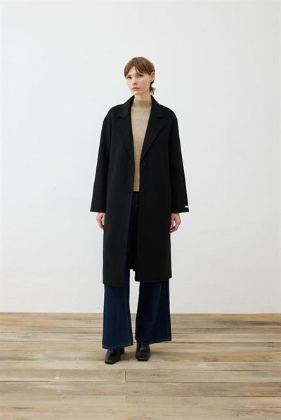 PREMIUM SELECTION WOOL CASHMERE BUTTON COAT BLACK