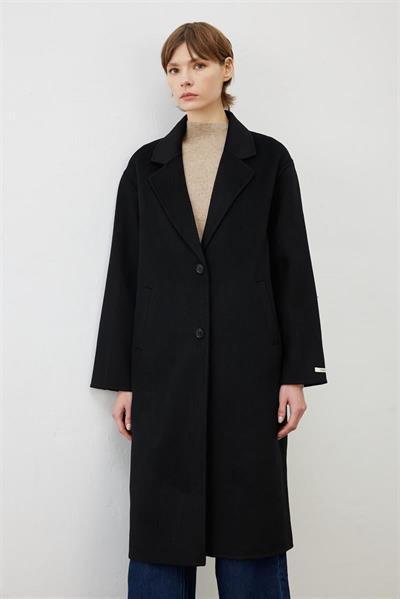 PREMIUM SELECTION WOOL CASHMERE BUTTON COAT BLACK