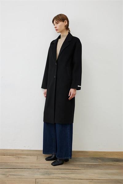 PREMIUM SELECTION WOOL CASHMERE BUTTON COAT BLACK