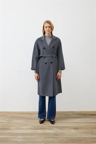 PREMIUM SELECTION WOOL CASHMERE DOUBLE BREASTED COAT GREY