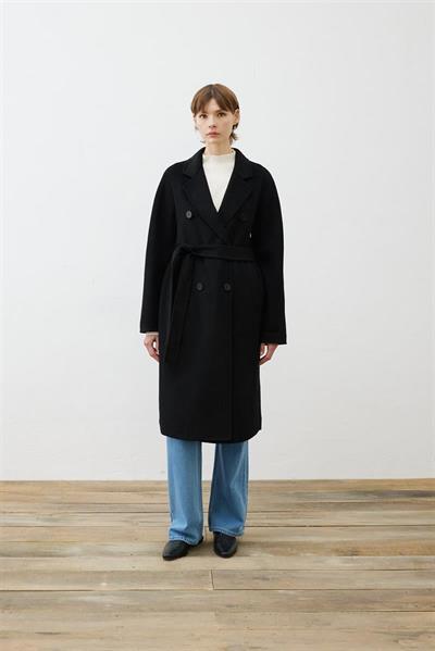PREMIUM SELECTION WOOL CASHMERE DOUBLE BREASTED COAT BLACK
