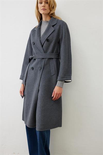 PREMIUM SELECTION WOOL CASHMERE DOUBLE BREASTED COAT GREY
