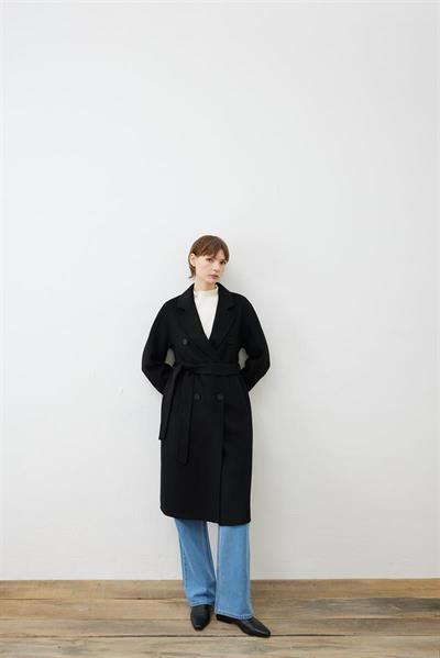 PREMIUM SELECTION WOOL CASHMERE DOUBLE BREASTED COAT BLACK