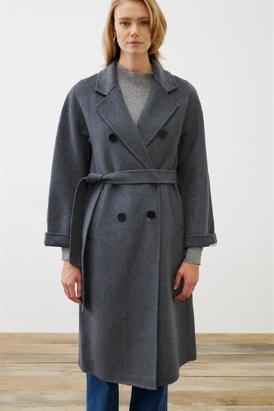 PREMIUM SELECTION WOOL CASHMERE DOUBLE BREASTED COAT GREY