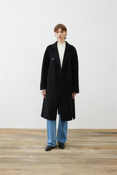 PREMIUM SELECTION WOOL CASHMERE DOUBLE BREASTED COAT BLACK