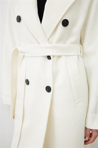 PREMIUM SELECTION WOOL CASHMERE DOUBLE BREASTED COAT ECRU