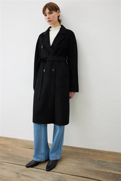 PREMIUM SELECTION WOOL CASHMERE DOUBLE BREASTED COAT BLACK