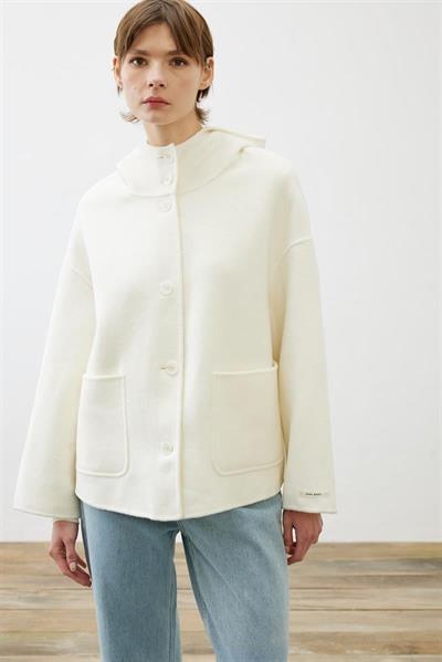 PREMIUM SELECTION WOOL CASHMERE SHORT COAT ECRU