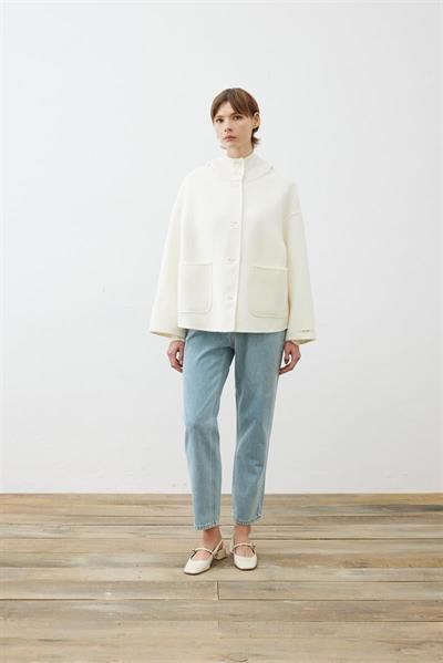 PREMIUM SELECTION WOOL CASHMERE SHORT COAT ECRU