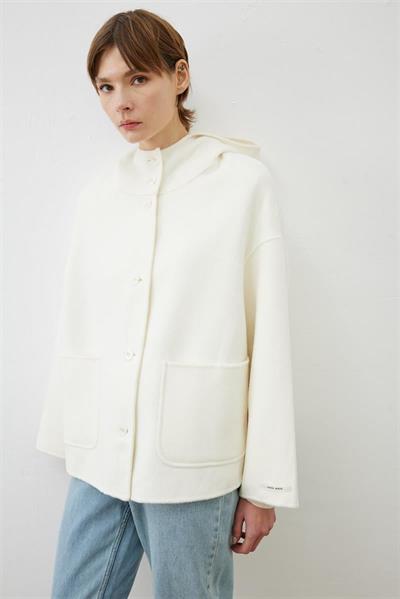 PREMIUM SELECTION WOOL CASHMERE SHORT COAT ECRU