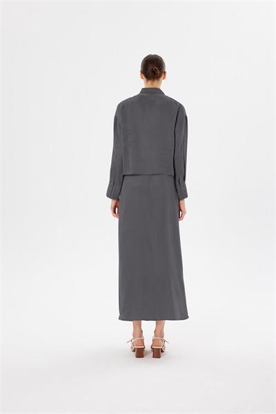 PRIME WASHED SILK CROPPED SHIRT ANTHRACITE