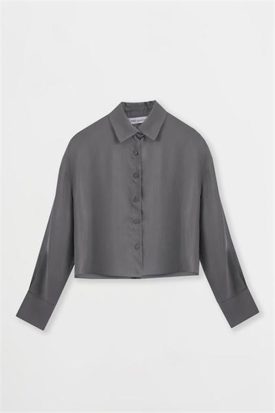 PRIME WASHED SILK CROPPED SHIRT ANTHRACITE