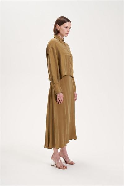 PRIME WASHED SILK CROPPED SHIRT GREEN