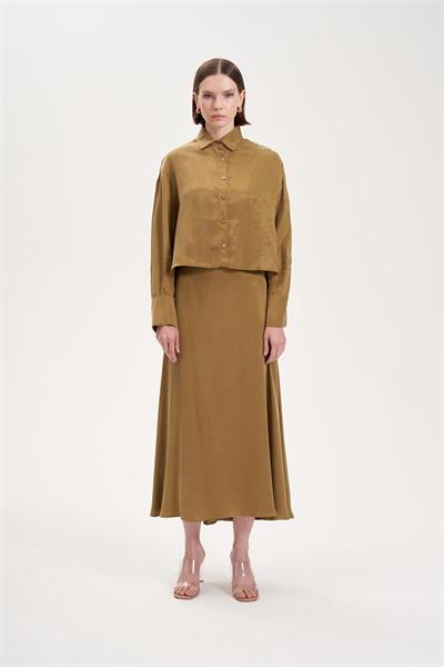 PRIME WASHED SILK CROPPED SHIRT GREEN