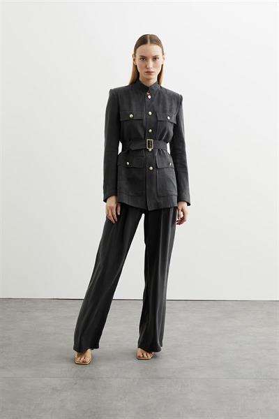 PRIME WASHED SILK POCKET JACKET PANTS SET BLACK