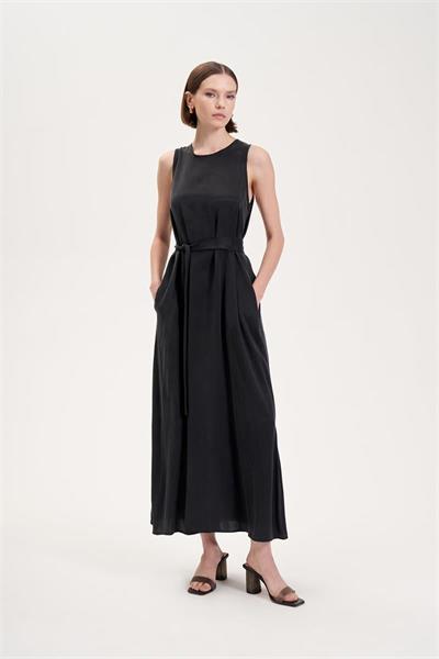 PRIME WASHED SILK SLEEVELESS SHIRT SET BLACK