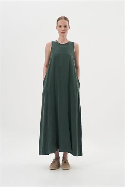 PRIME WASHED SILK SLEEVELESS SHIRT SET KHAKI