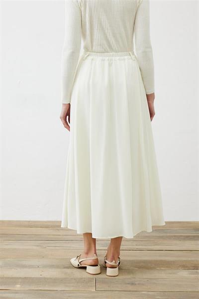 RINA CREPE 3 PLEATED SKIRT ECRU