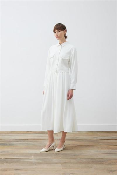 RINA CREPE CROPPED SPORTS JACKET ECRU