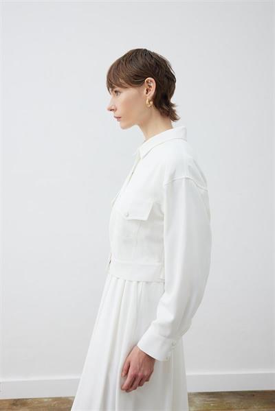 RINA CREPE CROPPED SPORTS JACKET ECRU