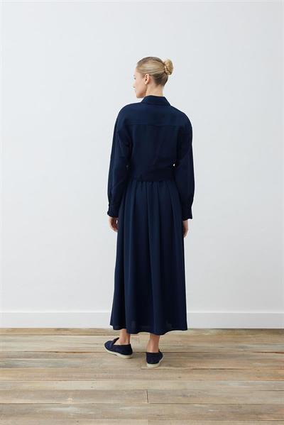 RINA CREPE CROPPED SPORTS JACKET NAVY BLUE