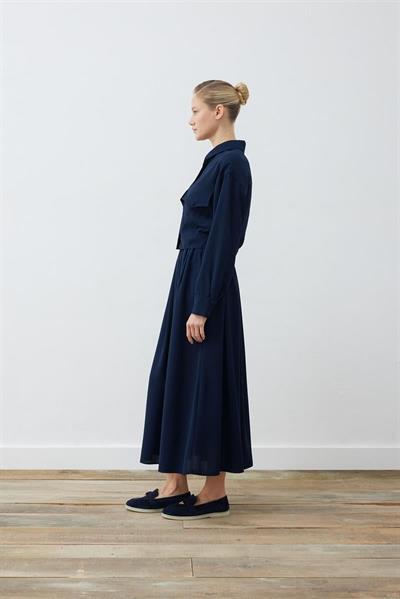 RINA CREPE CROPPED SPORTS JACKET NAVY BLUE