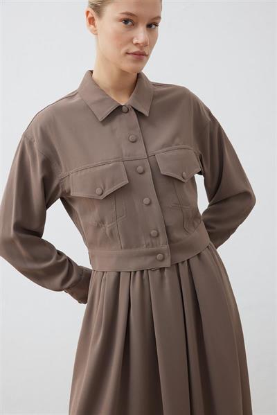 RINA CREPE CROPPED SPORTS JACKET TAUPE